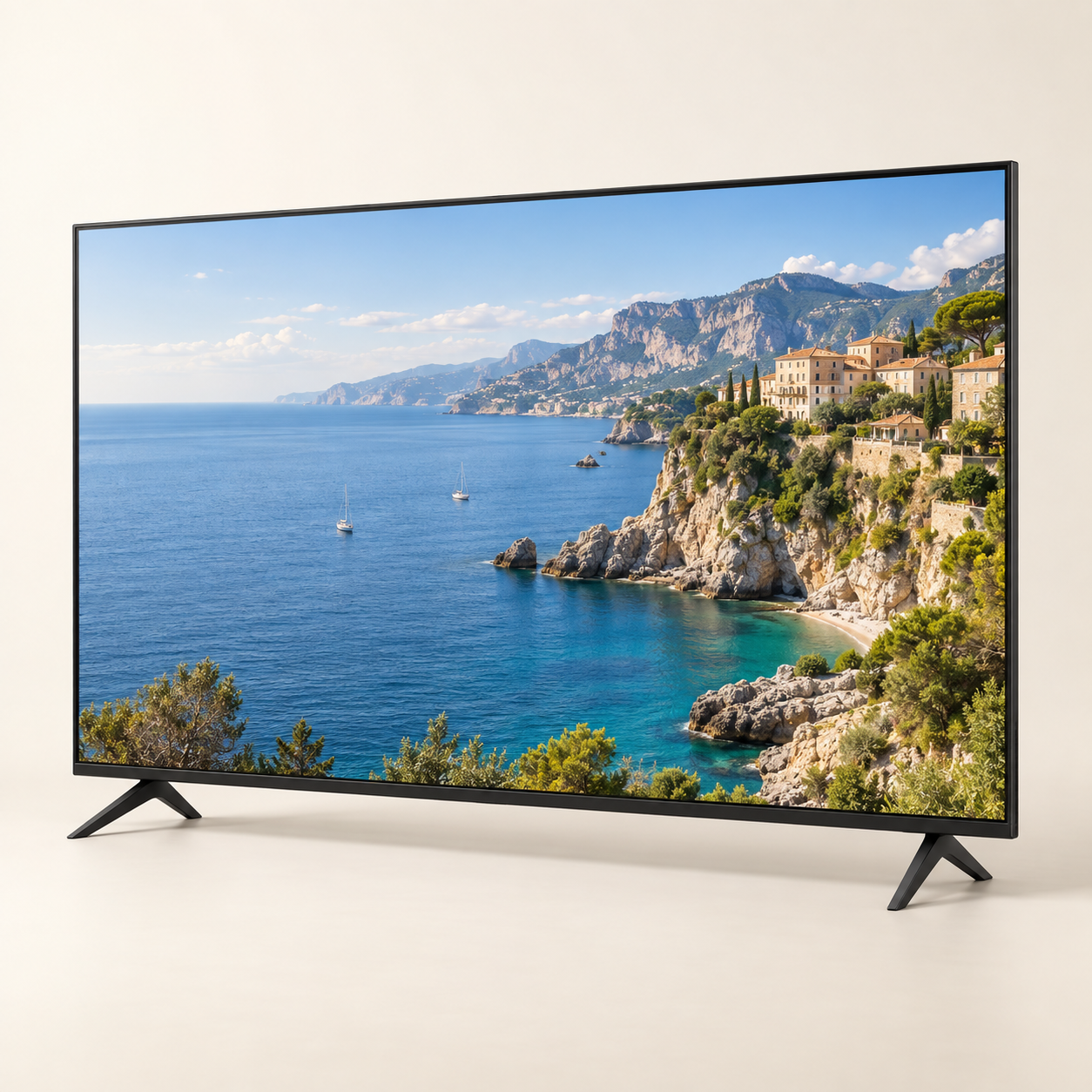 Téléviseur affichant un paysage côtier